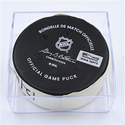 Drake Batherson - Ottawa Senators - Goal Puck - December 10, 2022 vs. Nashville Predators (Predators Logo) 
