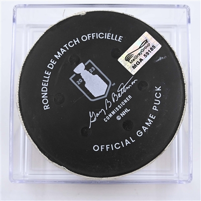 Matty Beniers - Seattle Kraken - Goal Puck - May 7, 2023 vs. Dallas Stars - 2023 Stanley Cup Playoffs - Round 2, Game 3 (Kraken Logo) 