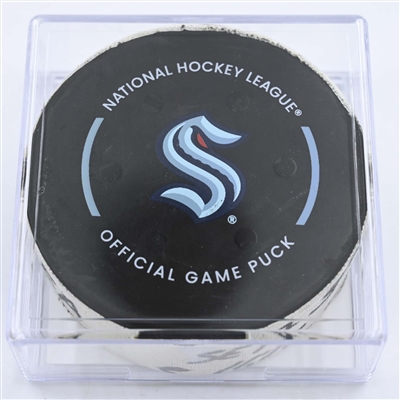 Matty Beniers - Seattle Kraken - Goal Puck - May 13, 2023 vs. Dallas Stars - 2023 Stanley Cup Playoffs - Round 2, Game 6 (Kraken Logo) 