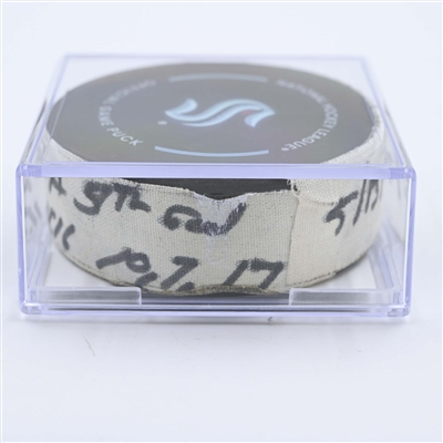 Matty Beniers - Seattle Kraken - Goal Puck - May 13, 2023 vs. Dallas Stars - 2023 Stanley Cup Playoffs - Round 2, Game 6 (Kraken Logo) 