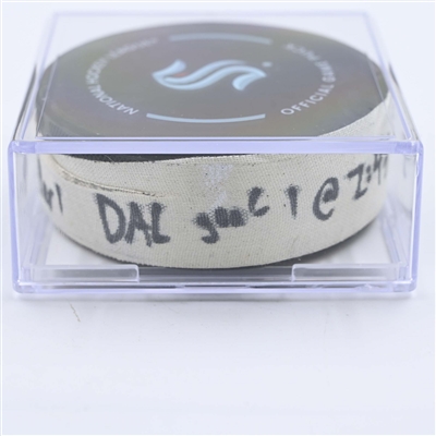 Jamie Benn - Dallas Stars - Goal Puck - May 9, 2023 vs. Seattle Kraken - 2023 Stanley Cup Playoffs - Round 2, Game 4 (Kraken Logo) 
