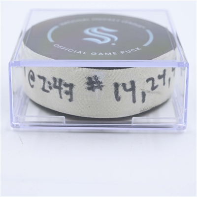 Jamie Benn - Dallas Stars - Goal Puck - May 9, 2023 vs. Seattle Kraken - 2023 Stanley Cup Playoffs - Round 2, Game 4 (Kraken Logo) 