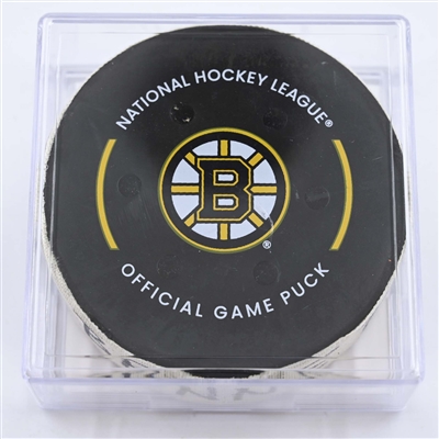 Sam Bennett - Florida Panthers - Goal Puck - April 26, 2023 vs. Boston Bruins - 2023 Stanley Cup Playoffs - Round 1, Game 5 (Bruins Logo) 