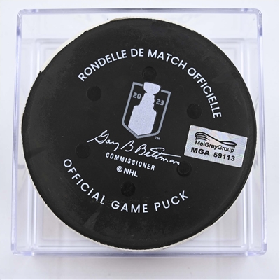 Sam Bennett - Florida Panthers - Goal Puck - April 26, 2023 vs. Boston Bruins - 2023 Stanley Cup Playoffs - Round 1, Game 5 (Bruins Logo) 