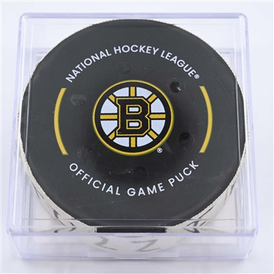 Tyler Bertuzzi - Boston Bruins - Goal Puck - April 19, 2023 vs. Florida Panthers - 2023 Stanley Cup Playoffs - Round 1, Game 2 (Bruins Logo)