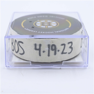 Tyler Bertuzzi - Boston Bruins - Goal Puck - April 19, 2023 vs. Florida Panthers - 2023 Stanley Cup Playoffs - Round 1, Game 2 (Bruins Logo)