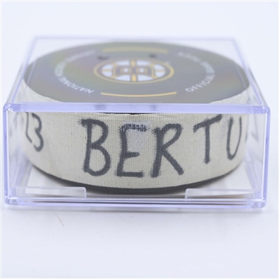 Tyler Bertuzzi - Boston Bruins - Goal Puck - April 19, 2023 vs. Florida Panthers - 2023 Stanley Cup Playoffs - Round 1, Game 2 (Bruins Logo)