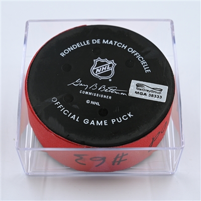 Jesper Bratt - New Jersey Devils - Goal Puck - October 30, 2022 vs. Columbus Blue Jackets (Devils' 40th Anniversary Logo)  - 2022-23 NHL Season