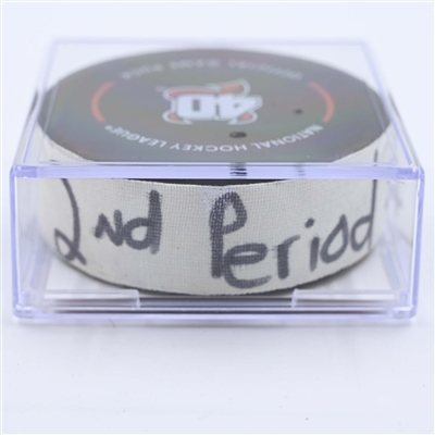Brent Burns - Carolina Hurricanes - Goal Puck - May 9, 2023 vs. New Jersey Devils - 2023 Stanley Cup Playoffs - Round 2, Game 4 (Devils' 40th Anniversary Logo) 
