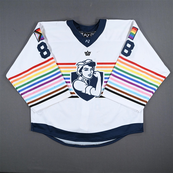 Katie Burt - Game-Worn Autographed Pride Jersey - Worn March 10, 2023 vs. Buffalo Beauts