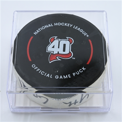 Yegor Chinakhov - Columbus Blue Jackets - Goal Puck - October 30, 2022 vs. New Jersey Devils (Devils' 40th Anniversary Logo)  - 2022-23 NHL Season