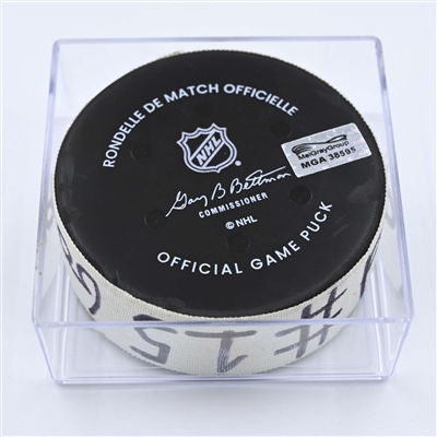 Cal Clutterbuck - New York Islanders - Goal Puck - December 9, 2022 vs. New Jersey Devils (Devils' 40th Anniversary Logo) 