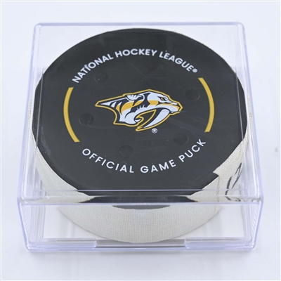 Alex DeBrincat - Ottawa Senators - Goal Puck - December 10, 2022 vs. Nashville Predators (Predators Logo) 