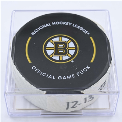 Jake DeBrusk - Boston Bruins - Goal Puck - December 13, 2022 vs. New York Islanders (Bruins Logo) 
