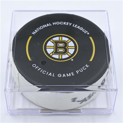 Jake DeBrusk - Boston Bruins - Goal Puck - December 13, 2022 vs. New York Islanders (Bruins Logo) 