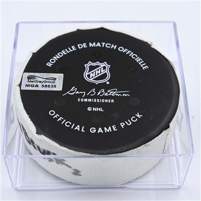 Jake DeBrusk - Boston Bruins - Goal Puck - December 13, 2022 vs. New York Islanders (Bruins Logo) 