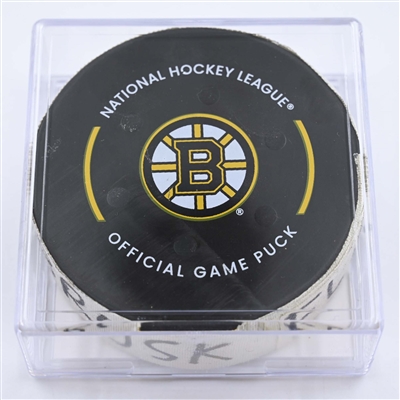 Jake DeBrusk - Boston Bruins - Goal Puck - April 17, 2023 vs. Florida Panthers - 2023 Stanley Cup Playoffs - Round 1, Game 1 (Bruins Logo)