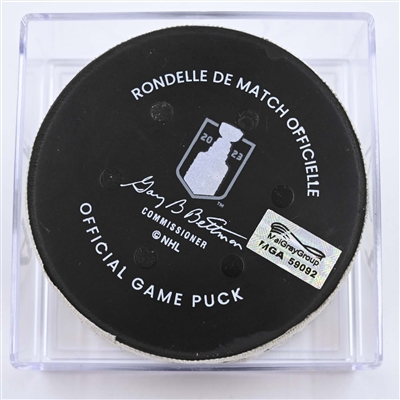 Jake DeBrusk - Boston Bruins - Goal Puck - April 17, 2023 vs. Florida Panthers - 2023 Stanley Cup Playoffs - Round 1, Game 1 (Bruins Logo)