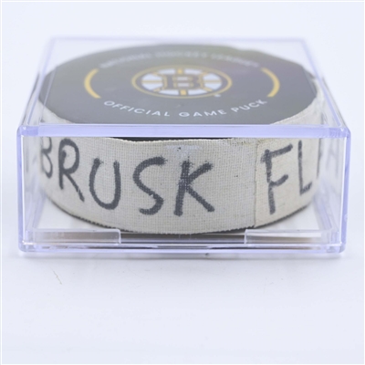 Jake DeBrusk - Boston Bruins - Goal Puck - April 17, 2023 vs. Florida Panthers - 2023 Stanley Cup Playoffs - Round 1, Game 1 (Bruins Logo)