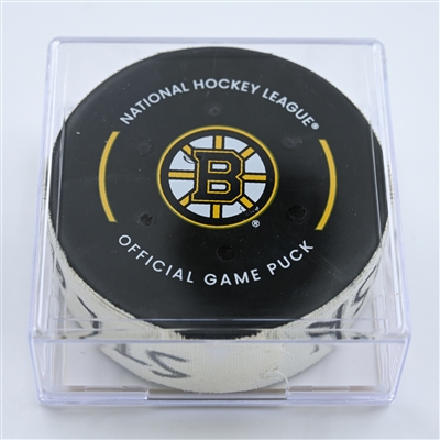 Jake DeBrusk - Boston Bruins - Goal Puck - November 7, 2022 vs. St. Louis Blues (Bruins Logo)  - 2022-23 NHL Season