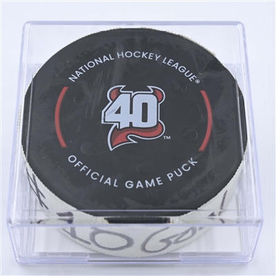 Ty Dellandrea - Dallas Stars - Goal Puck - December 13, 2022 vs. New Jersey Devils (Devils' 40th Anniversary Logo) 