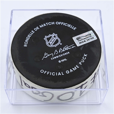 Ty Dellandrea - Dallas Stars - Goal Puck - December 13, 2022 vs. New Jersey Devils (Devils' 40th Anniversary Logo) 