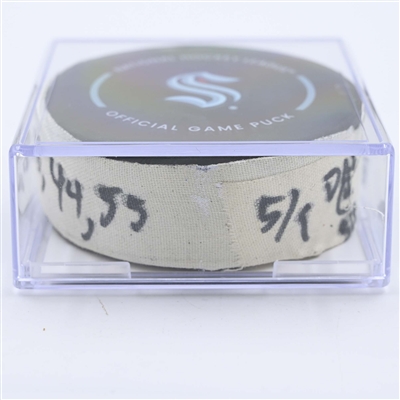 Max Domi - Dallas Stars - Goal Puck - May 9, 2023 vs. Seattle Kraken - 2023 Stanley Cup Playoffs - Round 2, Game 4 (Kraken Logo) 