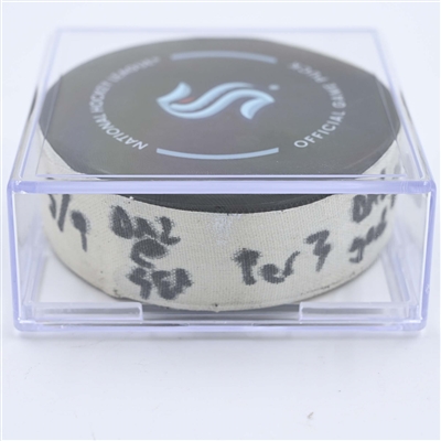 Max Domi - Dallas Stars - Goal Puck - May 9, 2023 vs. Seattle Kraken - 2023 Stanley Cup Playoffs - Round 2, Game 4 (Kraken Logo) 