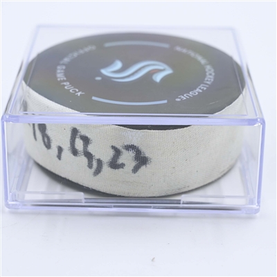 Max Domi - Dallas Stars - Goal Puck - May 9, 2023 vs. Seattle Kraken - 2023 Stanley Cup Playoffs - Round 2, Game 4 (Kraken Logo) 