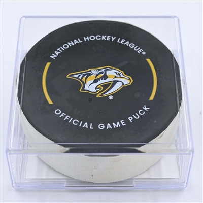 Leon Draisaitl - Edmonton Oilers - Goal Puck - December 13, 2022 vs. Nashville Predators (Predators Logo) 