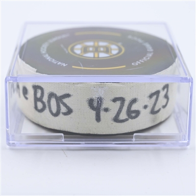 Anthony Duclair - Florida Panthers - Goal Puck - April 26, 2023 vs. Boston Bruins - 2023 Stanley Cup Playoffs - Round 1, Game 5 (Bruins Logo) 