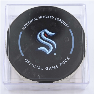 Jordan Eberle - Seattle Kraken - Goal Puck - May 7, 2023 vs. Dallas Stars - 2023 Stanley Cup Playoffs - Round 2, Game 3 (Kraken Logo) 