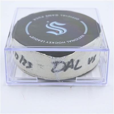 Jordan Eberle - Seattle Kraken - Goal Puck - May 13, 2023 vs. Dallas Stars - 2023 Stanley Cup Playoffs - Round 2, Game 6 (Kraken Logo) 
