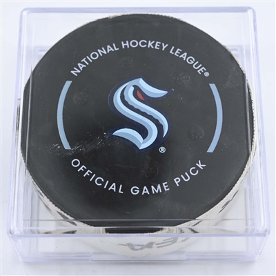 Jordan Eberle - Seattle Kraken - Goal Puck - May 13, 2023 vs. Dallas Stars - 2023 Stanley Cup Playoffs - Round 2, Game 6 (Kraken Logo) 
