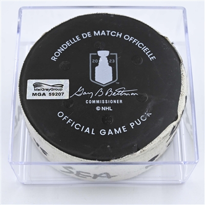 Jordan Eberle - Seattle Kraken - Goal Puck - May 13, 2023 vs. Dallas Stars - 2023 Stanley Cup Playoffs - Round 2, Game 6 (Kraken Logo) 