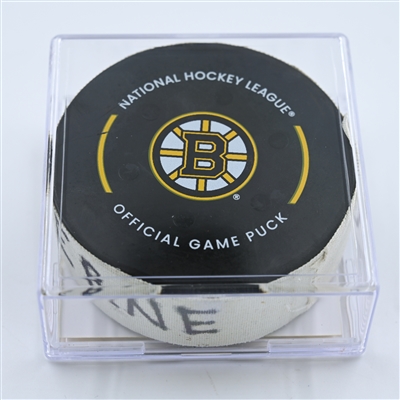 Adam Erne - Detroit Red Wings - Goal Puck - October 27, 2022 vs. Boston Bruins (Bruins Logo)  - 2022-23 NHL Season