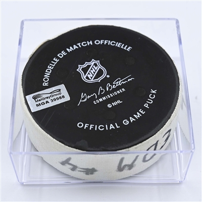 Dante Fabbro - Nashville Predators - Goal Puck - December 13, 2022 vs. Edmonton Oilers (Predators Logo) 