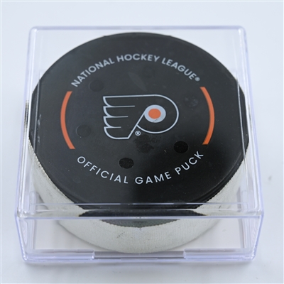 Joel Farabee - Philadelphia Flyers - Goal Puck - October 27, 2022 vs. Florida Panthers (Flyers Logo)  - 2022-23 NHL Season