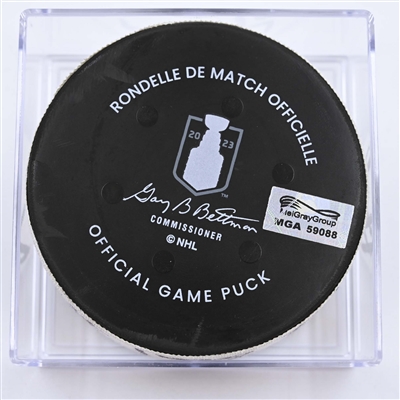 Jesper Fast - Carolina Hurricanes - Goal Puck - May 9, 2023 vs. New Jersey Devils - 2023 Stanley Cup Playoffs - Round 2, Game 4 (Devils' 40th Anniversary Logo) 