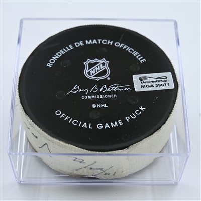 Conor Garland - Vancouver Canucks - Goal Puck - October 27, 2022 vs. Seattle Kraken (Kraken Logo)  - 2022-23 NHL Season