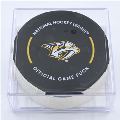 Claude Giroux - Ottawa Senators - Goal Puck - December 10, 2022 vs. Nashville Predators (Predators Logo) 