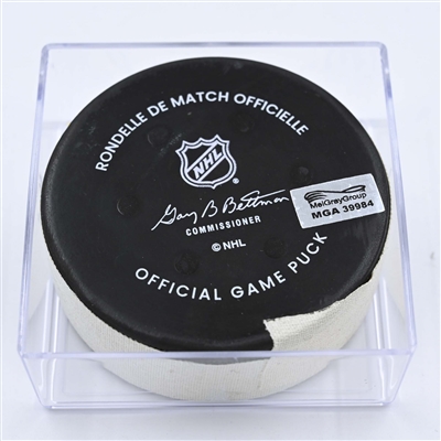 Cody Glass - Nashville Predators - Goal Puck - December 13, 2022 vs. Edmonton Oilers (Predators Logo) 