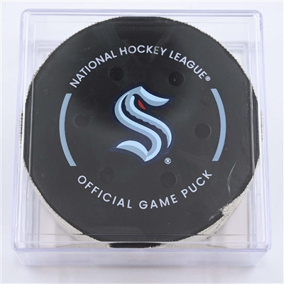 Yanni Gourde - Seattle Kraken - Goal Puck - May 7, 2023 vs. Dallas Stars - 2023 Stanley Cup Playoffs - Round 2, Game 3 (Kraken Logo) 