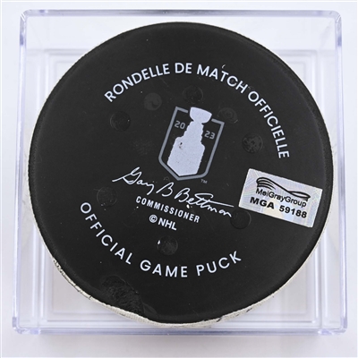 Yanni Gourde - Seattle Kraken - Goal Puck - May 7, 2023 vs. Dallas Stars - 2023 Stanley Cup Playoffs - Round 2, Game 3 (Kraken Logo) 