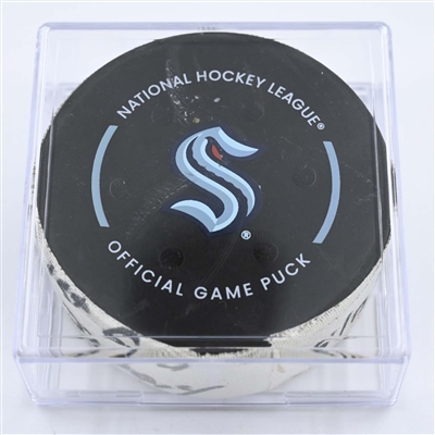 Yanni Gourde - Seattle Kraken - Goal Puck - May 13, 2023 vs. Dallas Stars - 2023 Stanley Cup Playoffs - Round 2, Game 6 (Kraken Logo) 