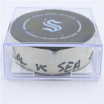 Yanni Gourde - Seattle Kraken - Goal Puck - May 13, 2023 vs. Dallas Stars - 2023 Stanley Cup Playoffs - Round 2, Game 6 (Kraken Logo) 