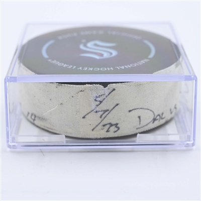 Jani Hakanpaa - Dallas Stars - Goal Puck - May 7, 2023 vs. Seattle Kraken - 2023 Stanley Cup Playoffs - Round 2, Game 3 (Kraken Logo) 