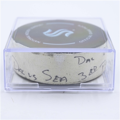 Jani Hakanpaa - Dallas Stars - Goal Puck - May 7, 2023 vs. Seattle Kraken - 2023 Stanley Cup Playoffs - Round 2, Game 3 (Kraken Logo) 