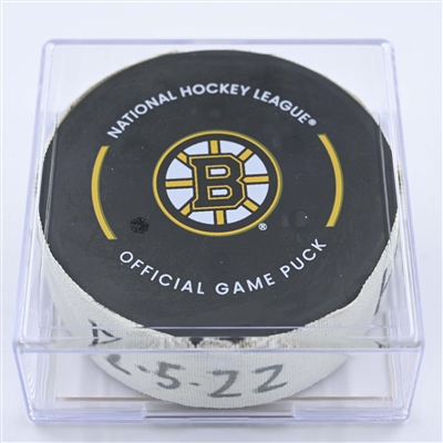 Taylor Hall - Boston Bruins - Goal Puck - December 5, 2022 vs. Vegas Golden Knights (Bruins Logo) 