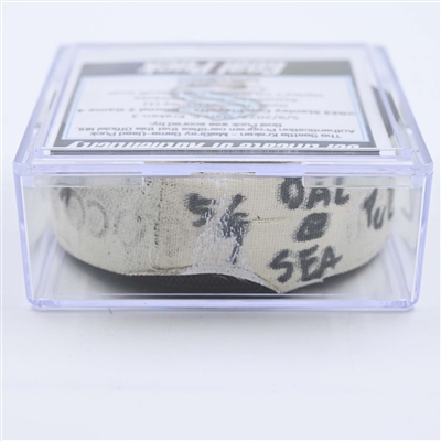 Thomas Harley - Dallas Stars - Goal Puck - May 9, 2023 vs. Seattle Kraken - 2023 Stanley Cup Playoffs - Round 2, Game 4 (Kraken Logo) 